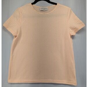 Haberdashery Petites Peach Textured Short Sleeve‎ Crew Neck Top by Leslie Fay